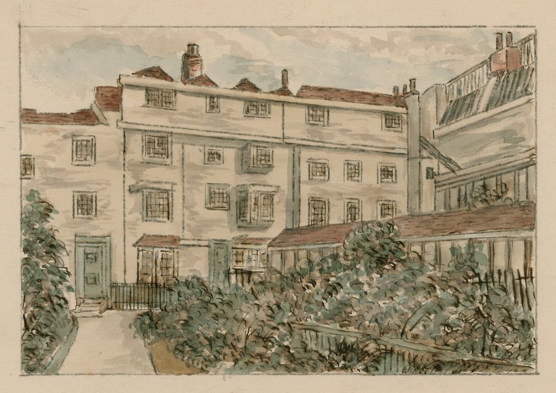 13-15 Nevills Court, Fetter Lane, Holborn, naar een schets uit 1900 door English School