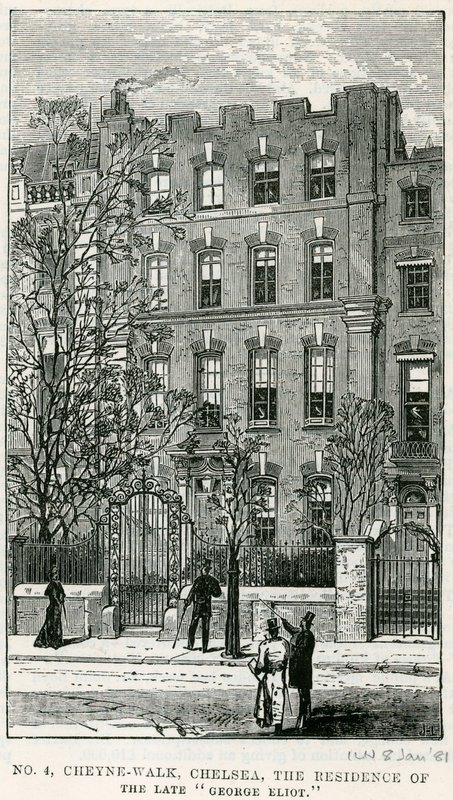 4 Cheyne Walk, Chelsea, de residentie van wijlen George Eliot door English School
