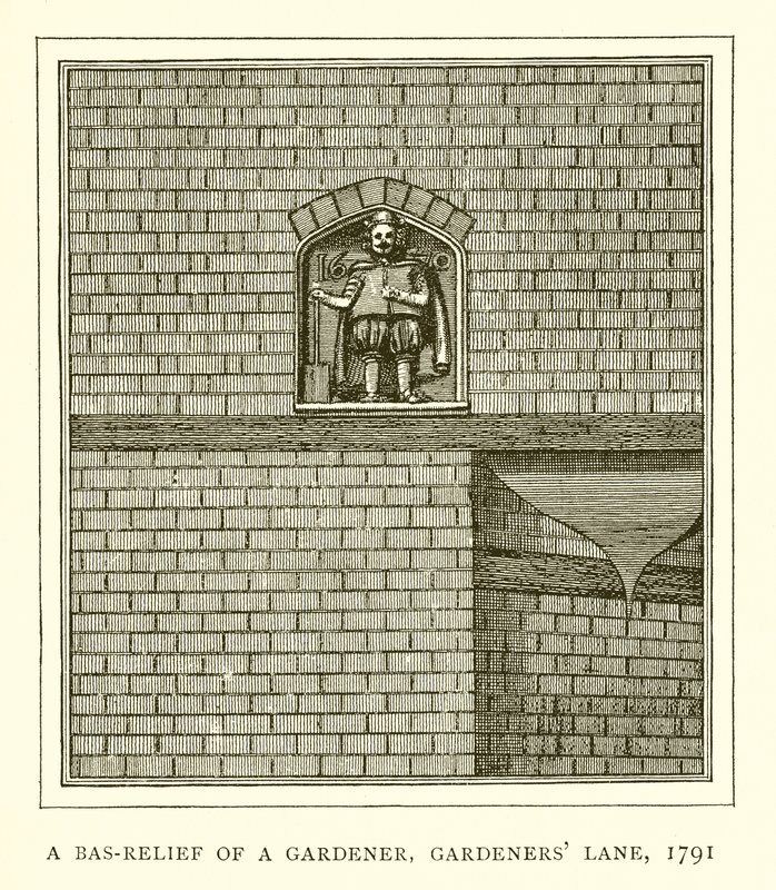 Een Bas-Relief van een Tuinier, Gardeners Lane, 1791 door English School