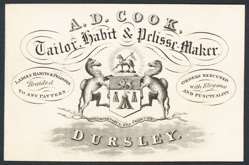 A D Cook, kleermaker, habit- en pelisse-maker door English School