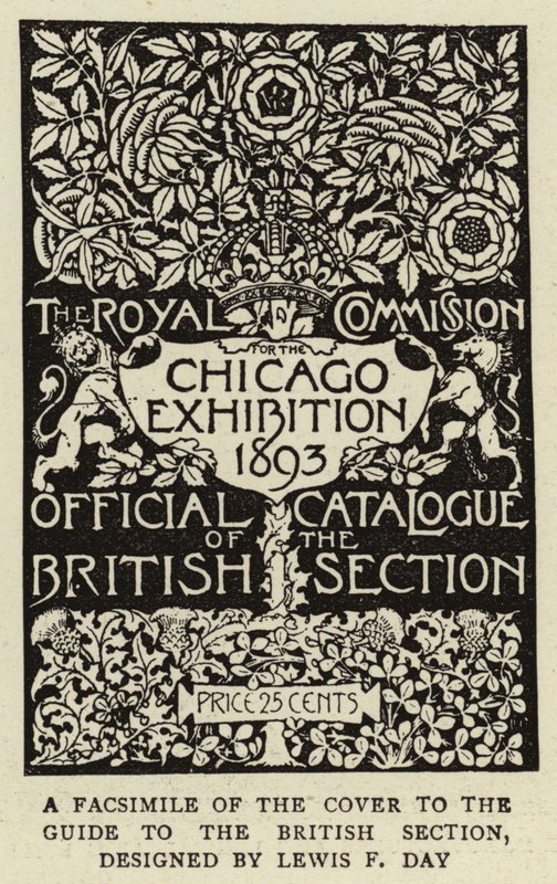 Een facsimile van de omslag van de gids naar de Britse sectie (gravure) door English School