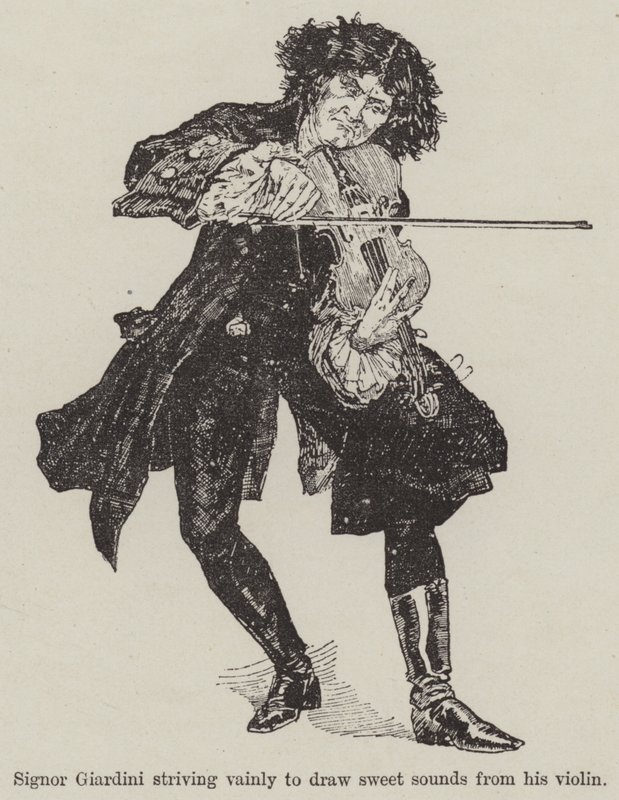 Een Viool met Eén Deuntje, door R E Francillon (gravure) door English School