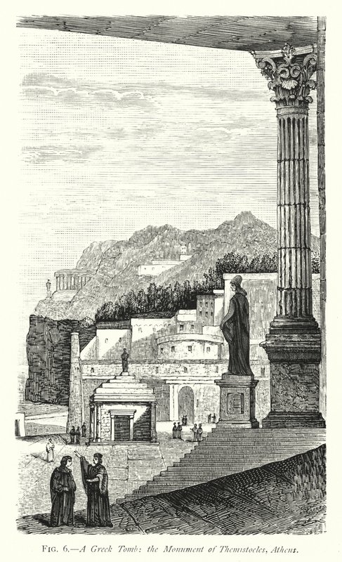 Een Griekse tombe, het monument van Themistocles, Athene door English School