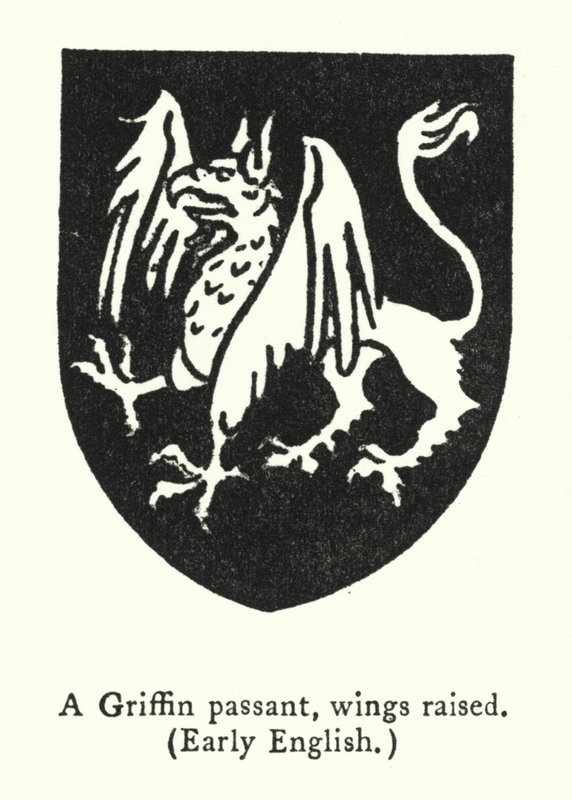 Een Griffioen passant, vleugels opgeheven, Vroeg Engels door English School