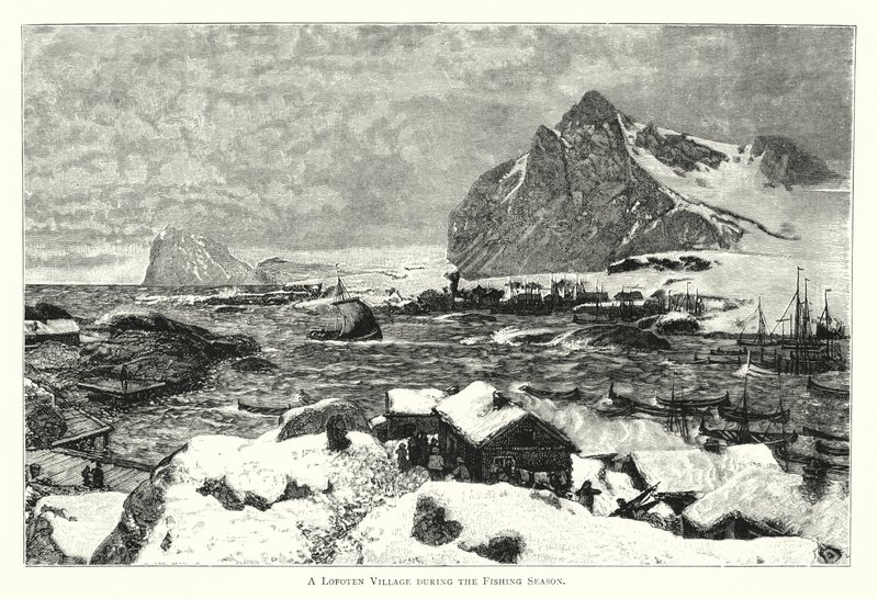 Een Lofoten Dorp tijdens het Visseizoen door English School