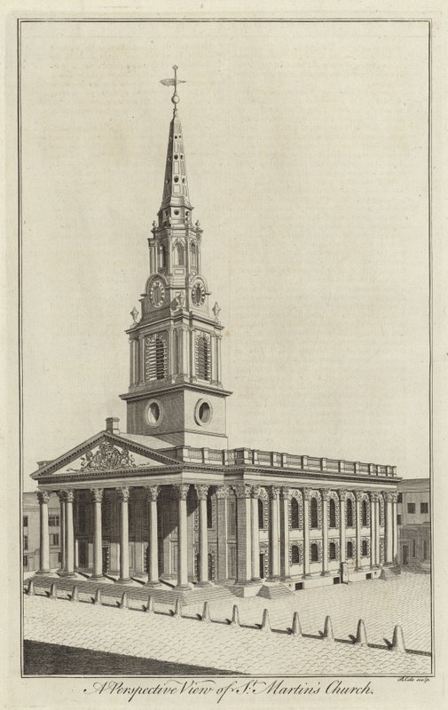 Een perspectief van St Martins Church, Londen door English School