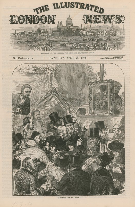Een schilderijenverkoop in Londen door English School