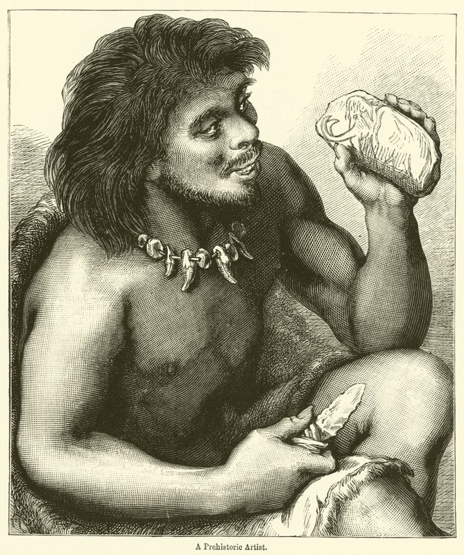 Een Prehistorische Kunstenaar door English School