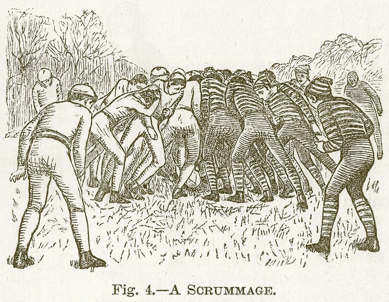 Een scrummage, illustratie voor Cassells Book of Sports and Pastimes, ca. 1890 door English School