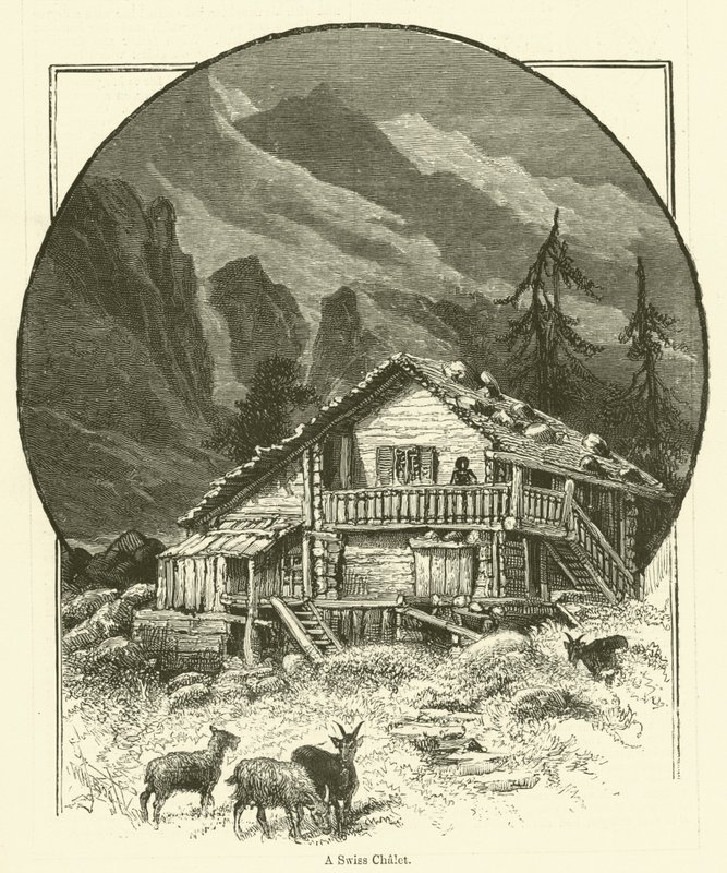 Een Zwitsers chalet (gravure) door English School
