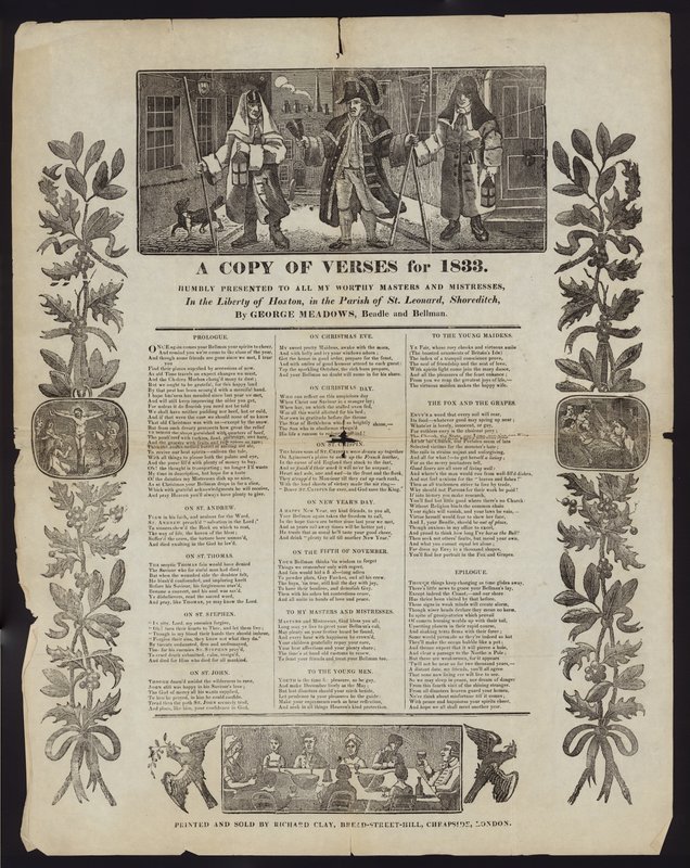 Een kopie van verzen voor 1833 door English School