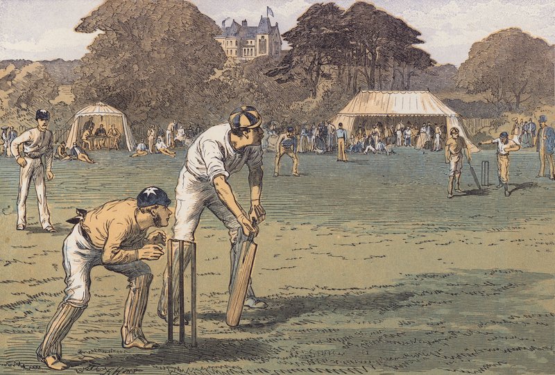 Een cricketwedstrijd door English School