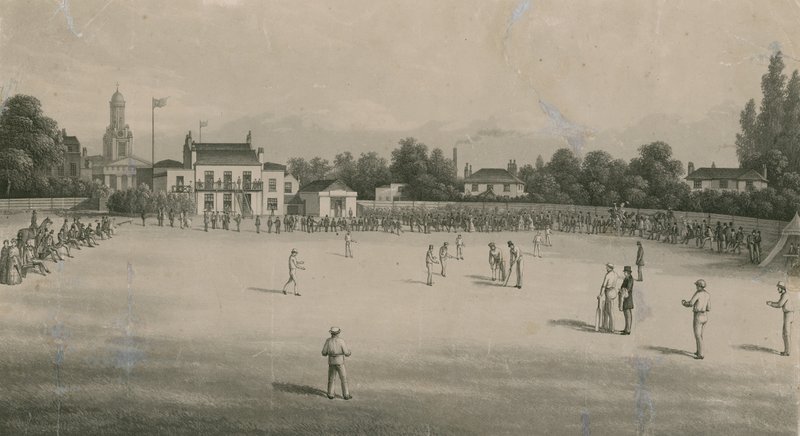 Een cricketwedstrijd door English School