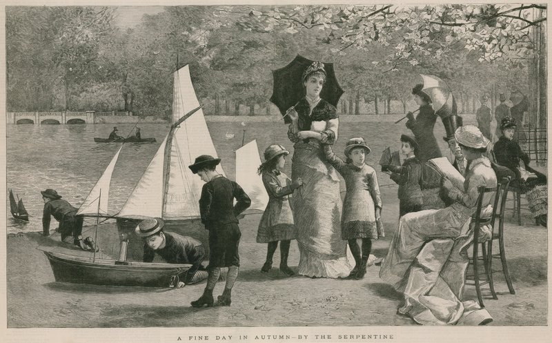 Een mooie herfstdag bij de Serpentine, Hyde Park, Londen door English School