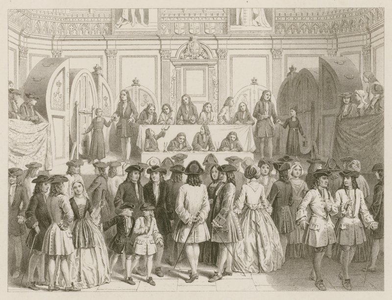 Een loterij; circa 1750 door English School