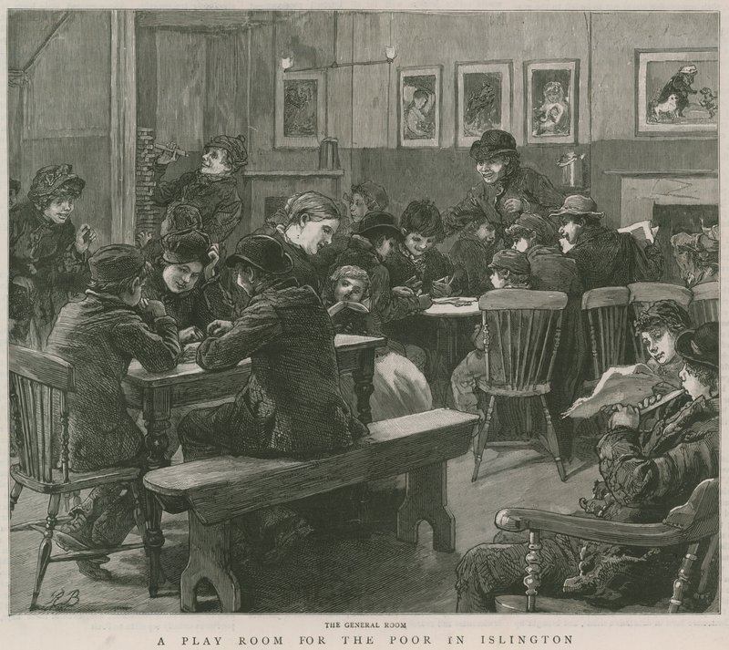 Een speelkamer voor de armen in Islington: De algemene kamer door English School