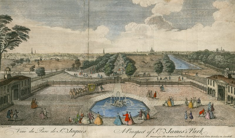 Een uitzicht op St Jamess Park, Londen door English School