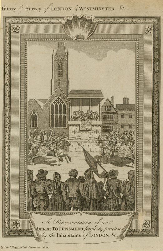 Een voorstelling van een oud toernooi vroeger beoefend door de inwoners van Londen door English School
