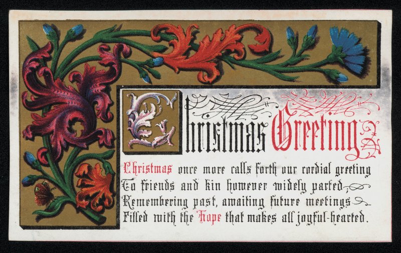 Een vers met bloemmotief, kerstkaart door English School