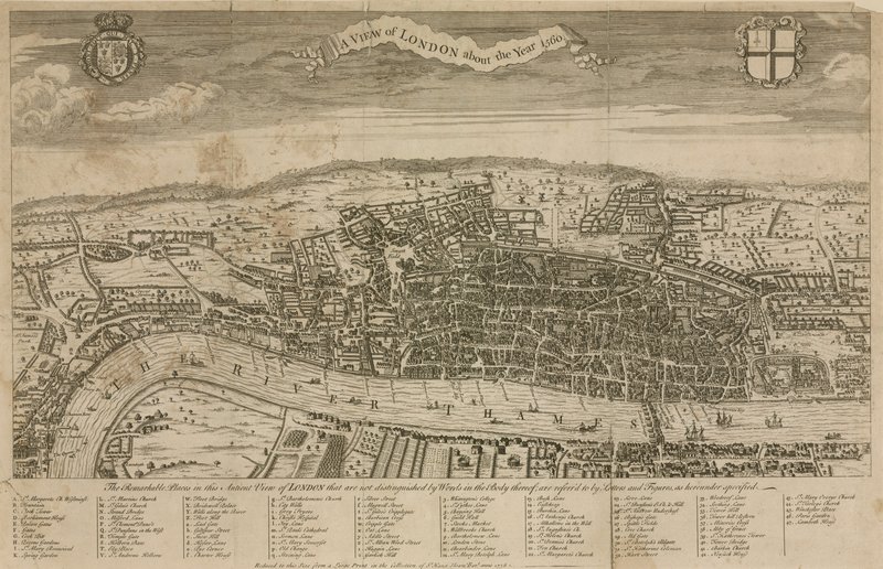 Een uitzicht op Londen rond het jaar 1560 door English School