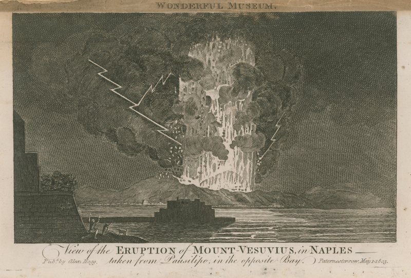 Uitzicht op de uitbarsting van de Vesuvius door English School