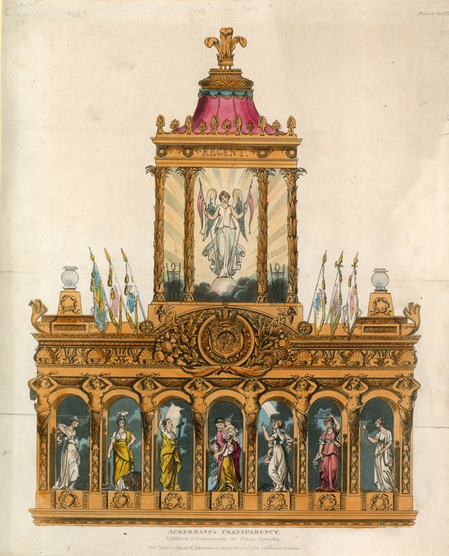 Ackermanns Transparantie, tentoongesteld ter herdenking van de Vrede, juni 1814 door English School