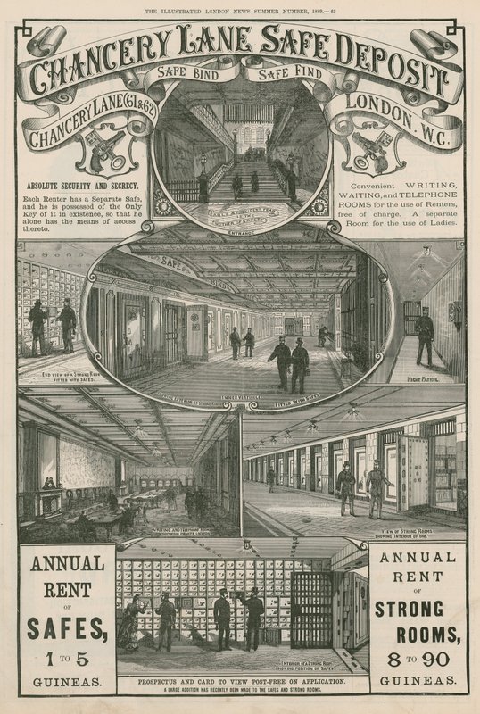 Advertentie voor Chancery Lane Safe Deposit, 61 & 62 Chancery Lane, Londen door English School