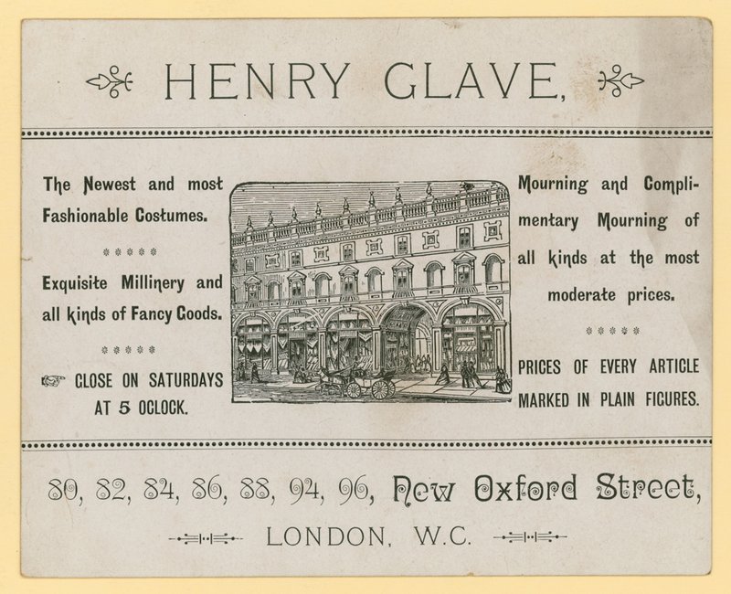 Advertentie voor Henry Glave, New Oxford Street, Londen door English School