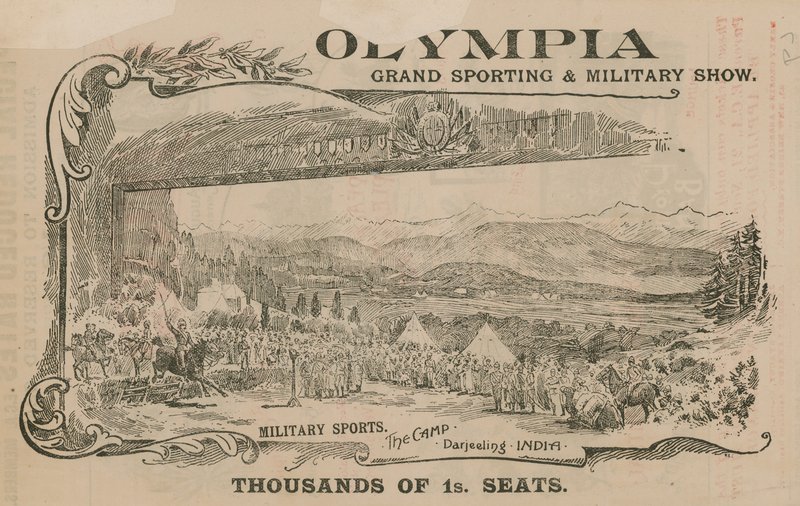 Advertentie voor een Grote Sport- en Militaire Show in Olympia, Londen door English School