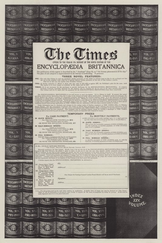 Advertentie, Encyclopaedia Britannica (gravure) door English School