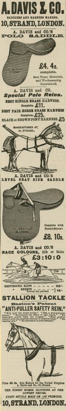 Advertentie voor A Davis & Co zadel- en tuigmakers door English School