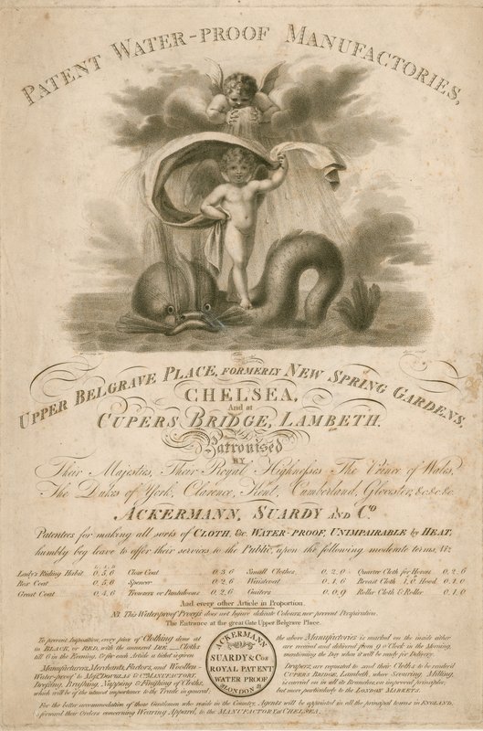 Advertentie voor Ackermann, Stardy & Co., Patent Water-Proof Manufactories door English School