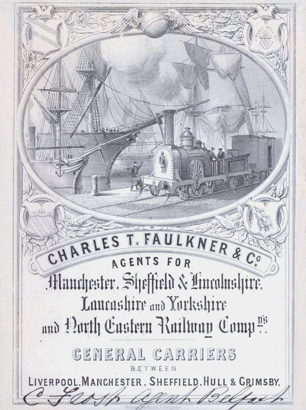 Advertentie voor Charles T Faulkner and Company, agenten voor spoorwegmaatschappijen door English School