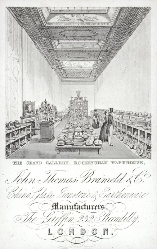 Advertentie voor John Thomas Brameld en Co, fabrikanten van porselein, glas, ijzersteen en aardewerk, Londen door English School
