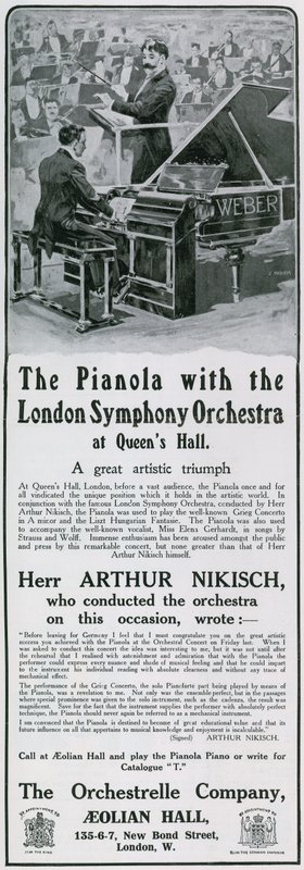Advertentie voor pianola door English School