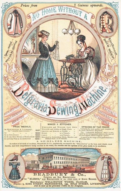 Advertentie voor de Belgravia naaimachine door English School