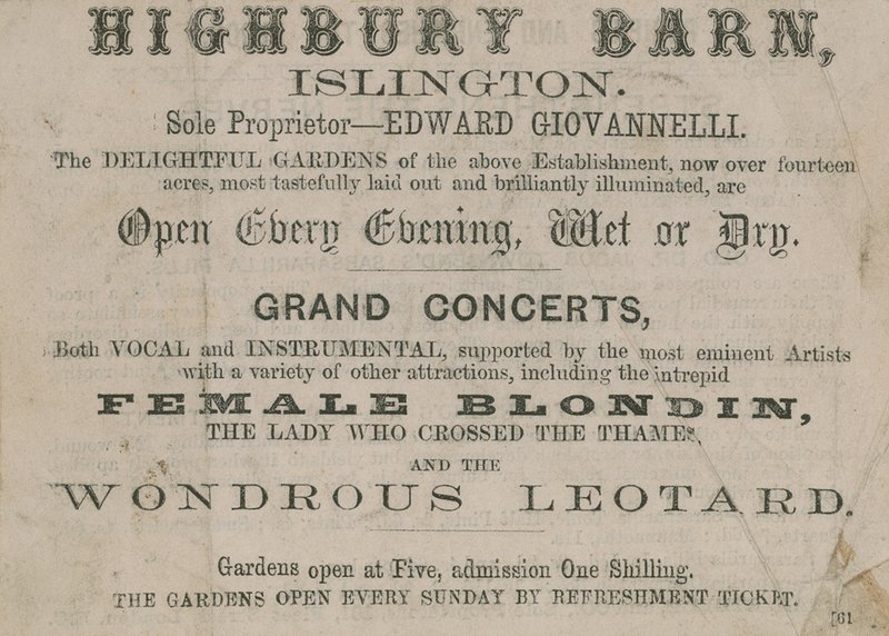 Advertentie voor de Highbury Barn Tavern door English School