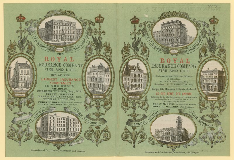 Advertentie voor de Royal Insurance Company door English School