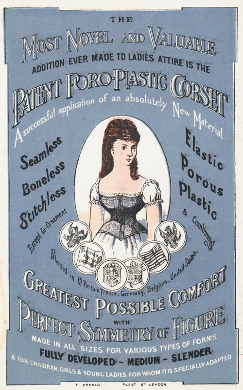 Advertentie voor het patent Poro-Plastic korset door English School