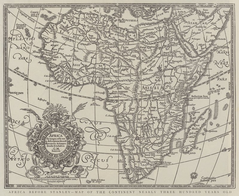 Afrika voor Stanley, Kaart van het Continent bijna Driehonderd Jaar Oud (gravure) door English School