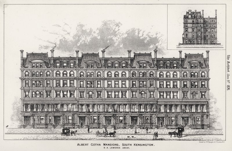Albert Gotha Mansions, South Kensington door English School