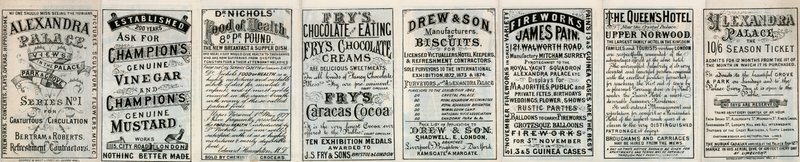 Alexandra Palace - Advertenties op de achterkant van brochure door English School
