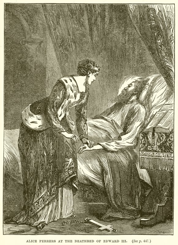 Alice Perrers aan het sterfbed van Edward III door English School