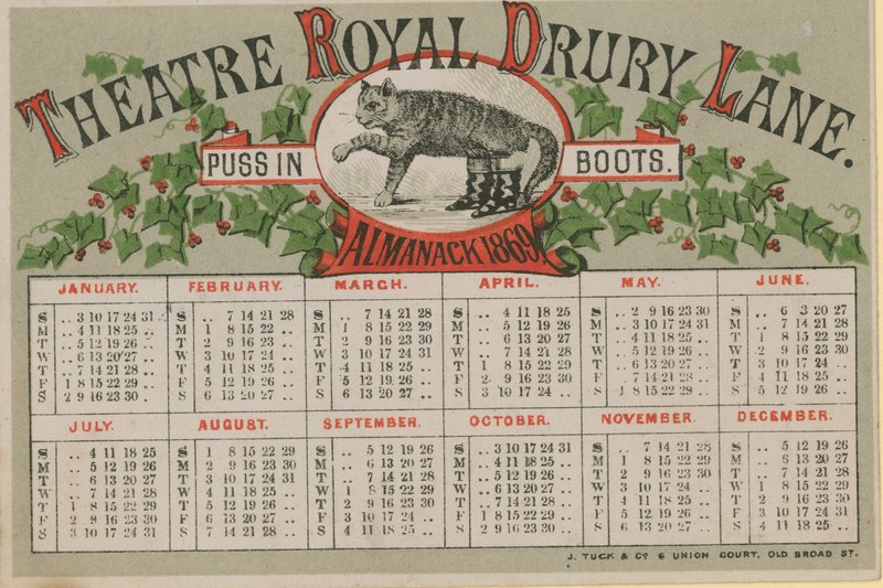 Almanak van 1869, uitgegeven door het Theatre Royal Drury Lane door English School