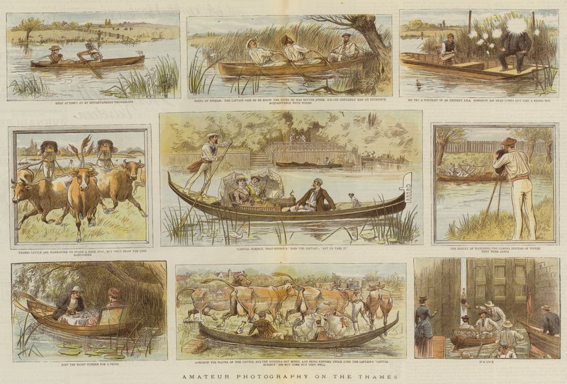 Amateurfotografie op de Theems (kleur litho) door English School
