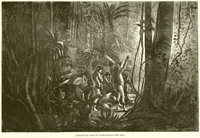 Amazone-indianen die de Zon aanbidden door English School