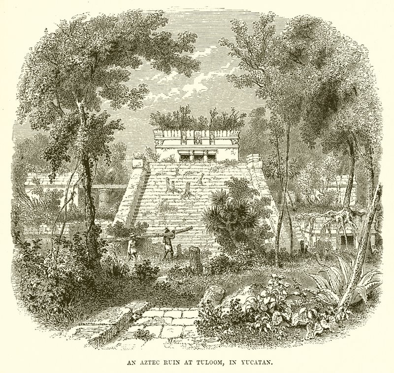 Een Azteekse ruïne in Tuloom, Yucatan door English School
