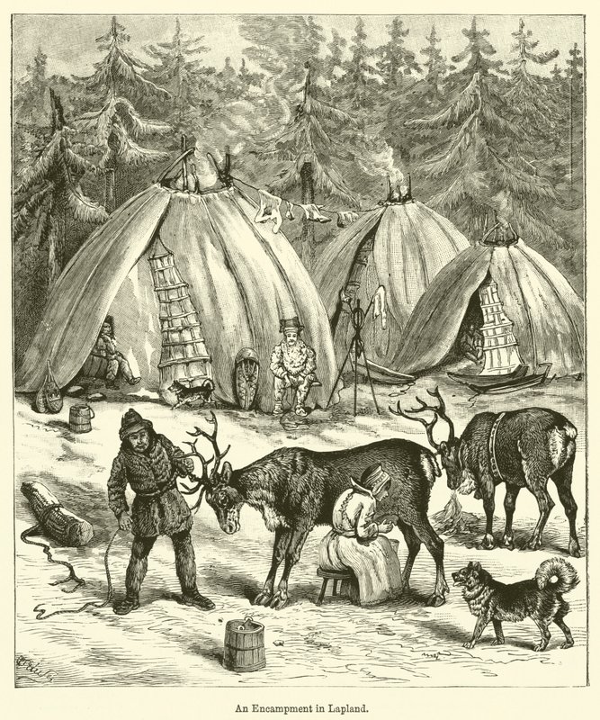 Een kampement in Lapland (gravure) door English School