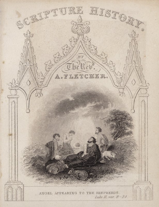Engel verschijnt aan de herders, Lucas II, vers 8-14 door English School