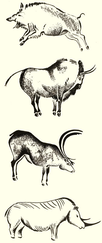 Dieren met hoorns montage door English School